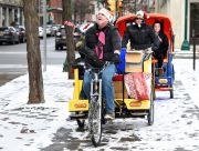 winter pedicab ride in the snow